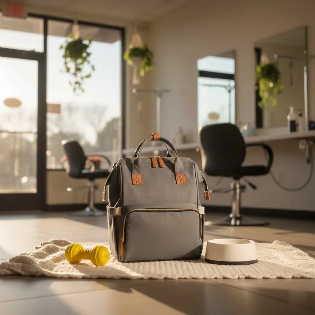 Diaper bag with changing station for parents